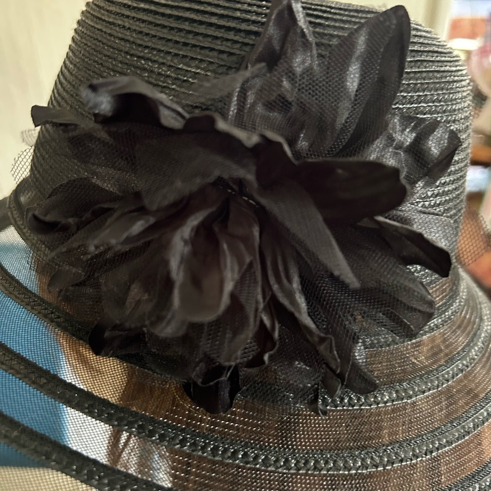 Vintage Black Wide Brim Derby Hat - Picture 6 of 10